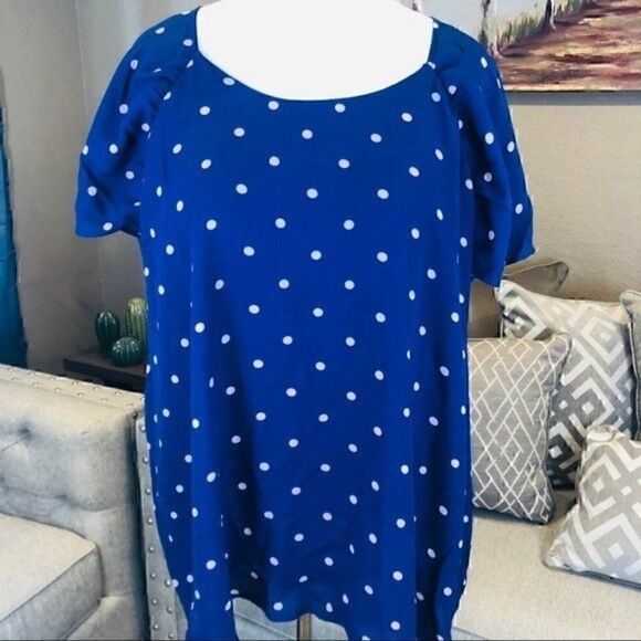Gibson blue polka dot casual top 3X - Picture 1 of 10